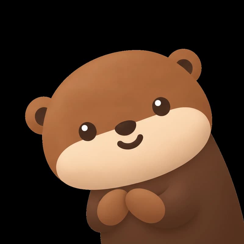 Onze otter glimlacht met de pootjes tegen elkaar